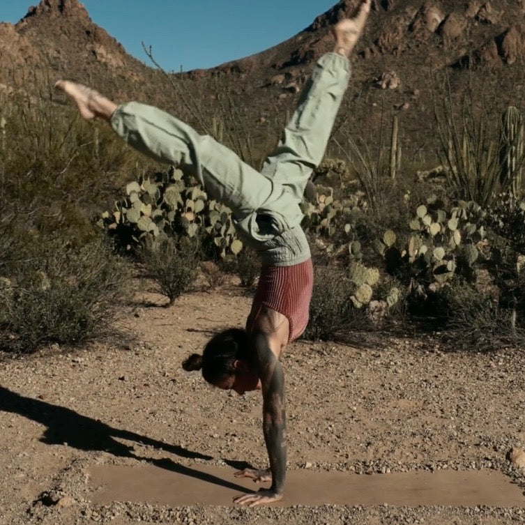 Handstand Split: Balance Under Arid Skies