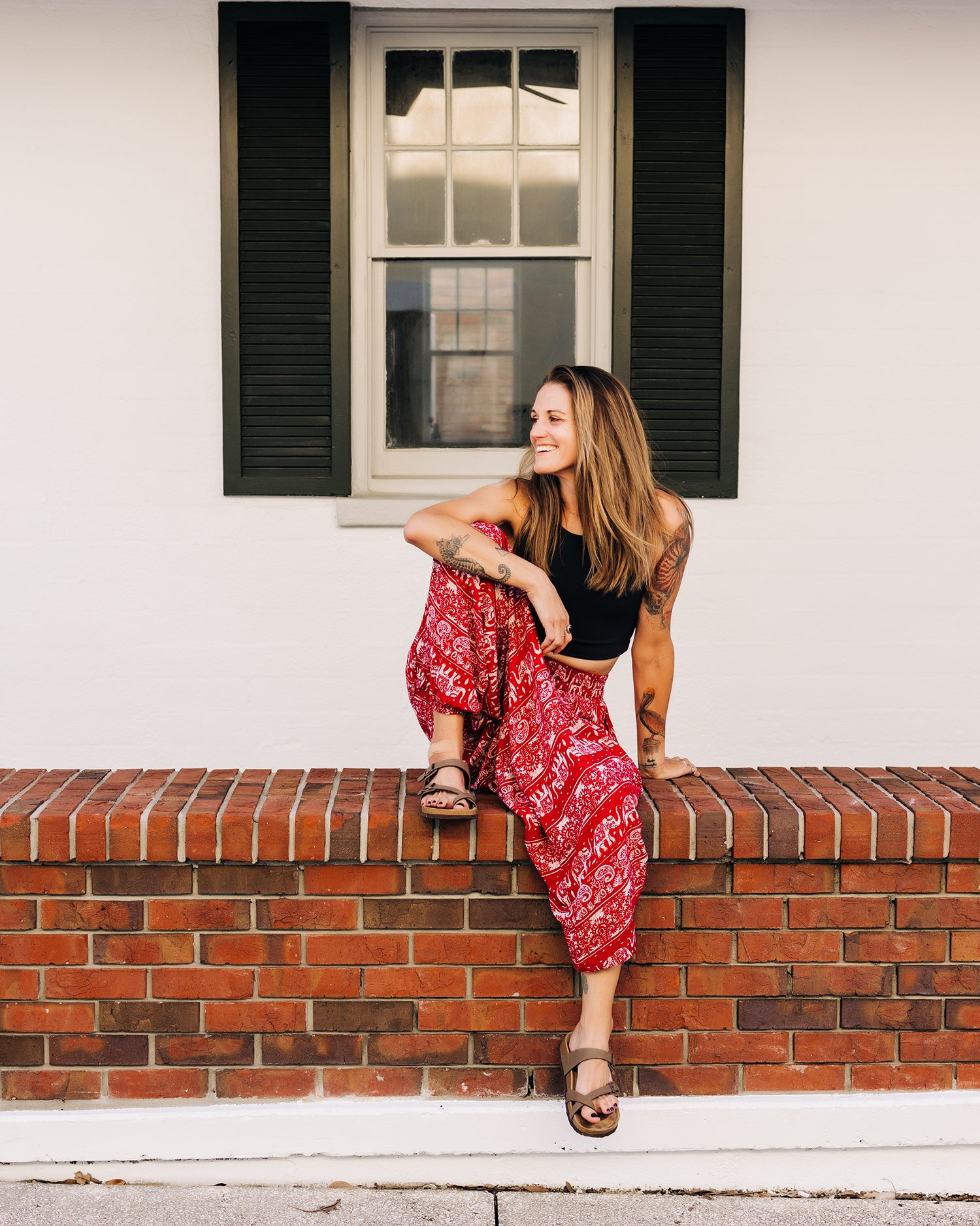 elephant harem pants #color_red lotus