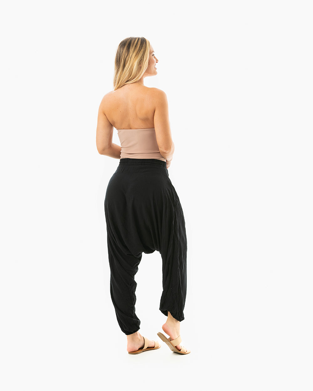 Women's Back Harem pants #color_black