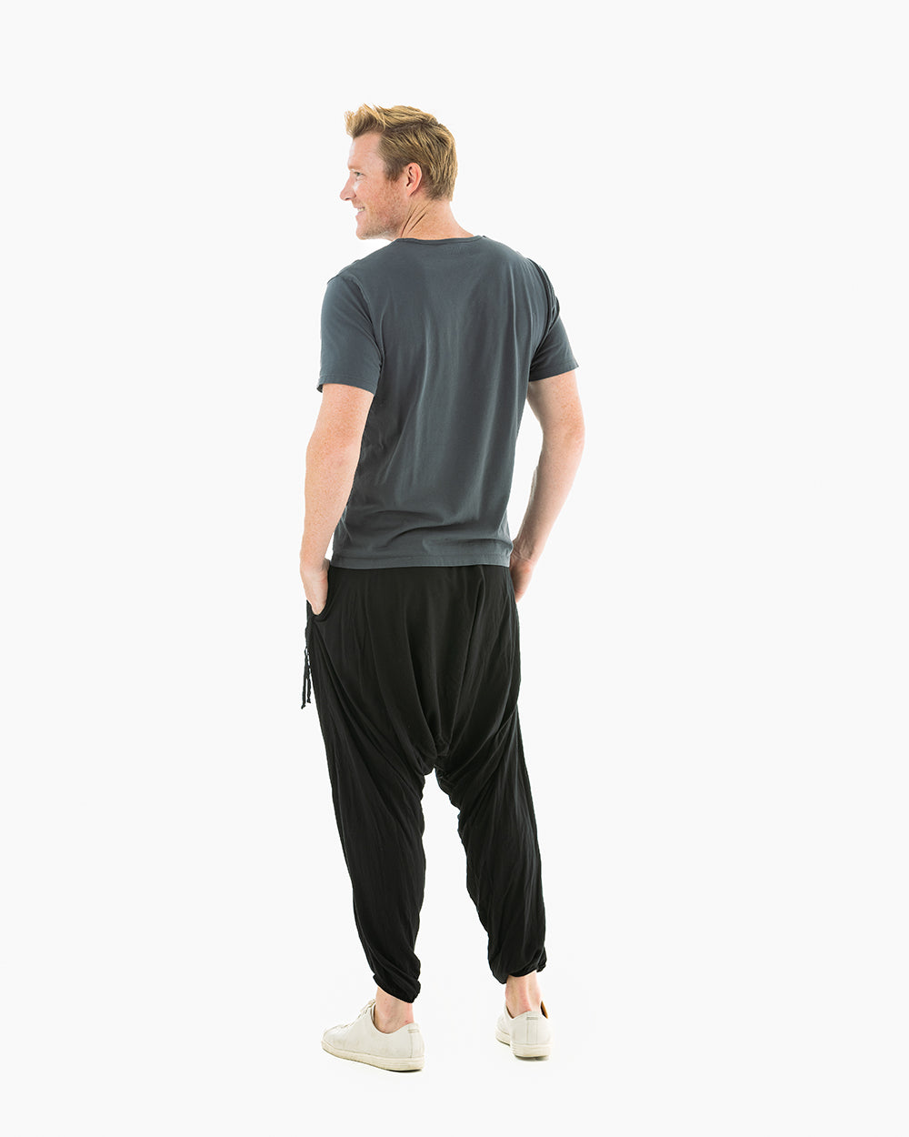 Mens Back Harem pants #color_black